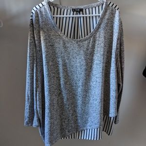 Lane bryant gray and navy striped sweater